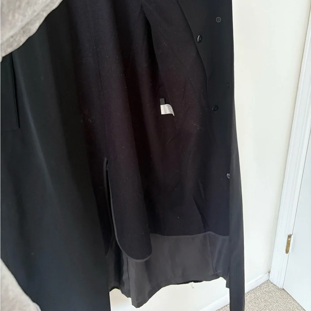 Gallery Vintage Black Long Floor Length Button Down Collared Trench Coat Small - Picture 7 of 11